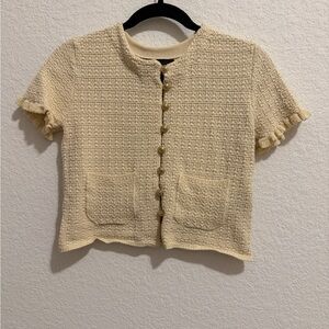 Zara Beige Textured Knit Cardigan